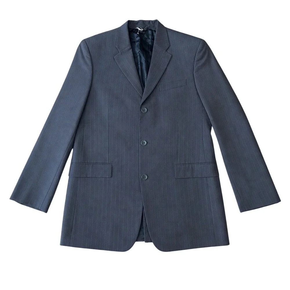 Banana Republic Men's 44L Black Pinstripe Wool Blend Sport Coat Blazer Long